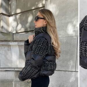 L.CUPPINI Eloise tweed Women's Puffer Jacket with removable sleeves worn twice